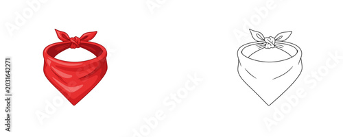 Принти на полотні Red pirate bandana cartoon illustration in flat color and black line styles repr