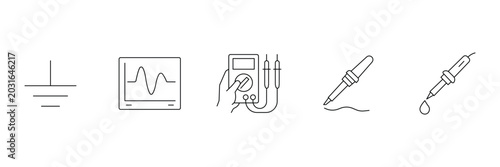 Konstfotografi Electrical testing tools and grounding schematic line icon set vector illustration