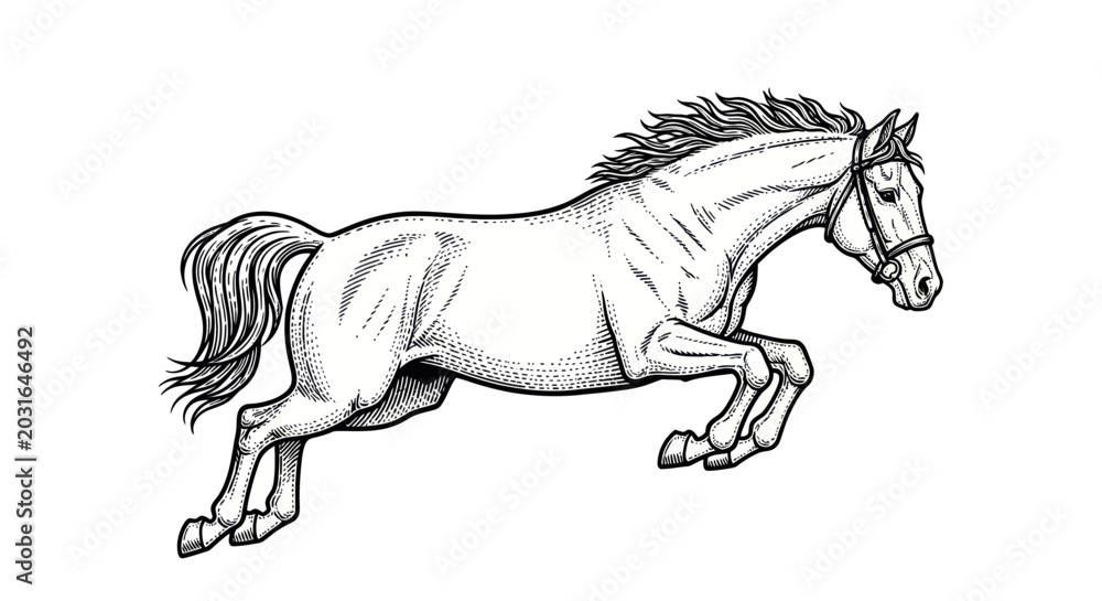 Foto A horse is running quickly outside.