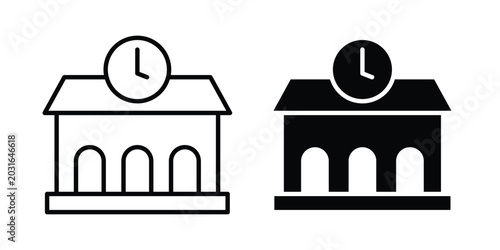 Foto Train station building icon on white background, simple icons.