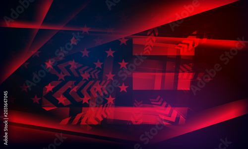 Slika na platnu Independence Day. Abstract red background with stars and arrows