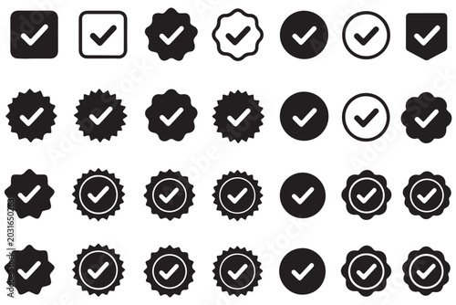 Cuadro en lienzo Black Check Mark Icon Set Collection