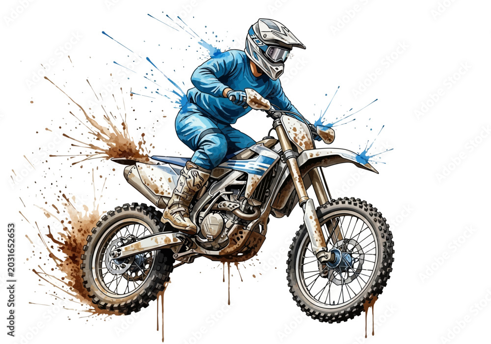 Fototapeta premium Dirt bike rider in blue gear.