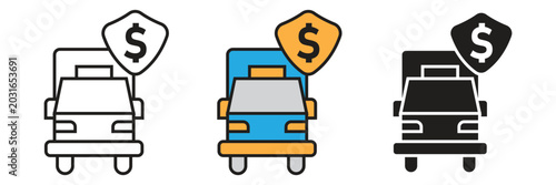Cuadro en lienzo Police or Emergency Car Icon with Dollar Shield