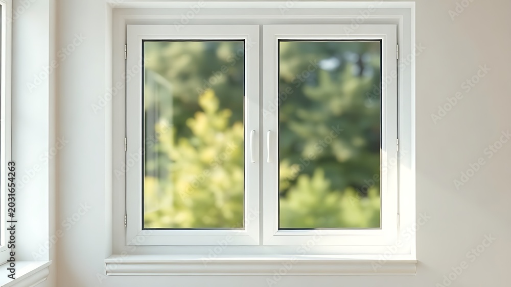 Fototapeta premium Minimalist white window with daylight streaming through, creating a clean and serene interior.