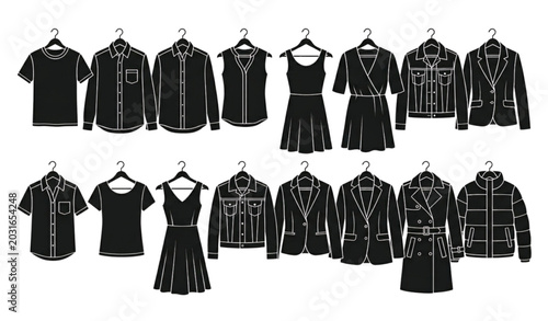 Photos Clothes collection vector silhouette illustration isolated on white background