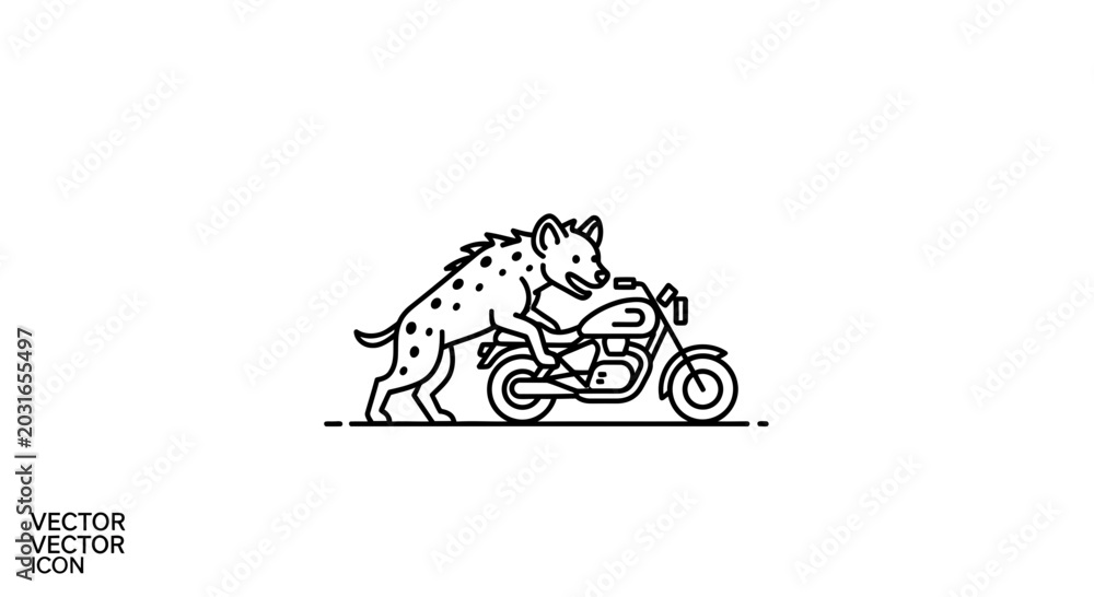 Fototapeta premium Hyena Riding Motorcycle Icon Vector Art