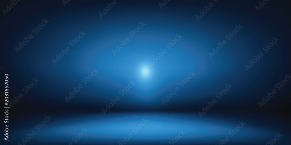 Fototapeta premium Abstract blue studio background with subtle spotlight abstract background