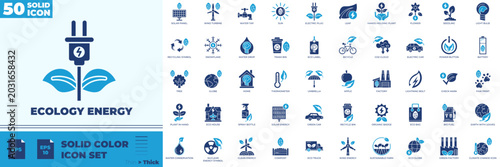 Принти на полотні Ecology Energy Solid Color Editable Icons set