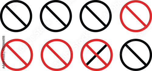 Schilderij op canvas Prohibition symbol illustrations with red and black outlines, no sign icons, res