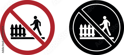 Bild auf Leinwand No Trespassing Sign Vector Icons – Prohibited Pedestrian Entry Warning Symbols i