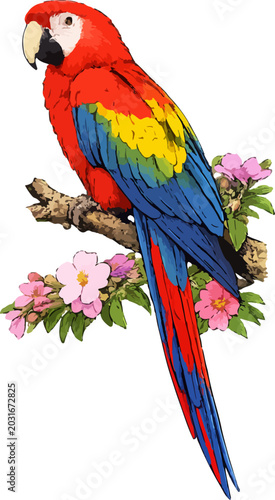 Foto Ara macao illustration art