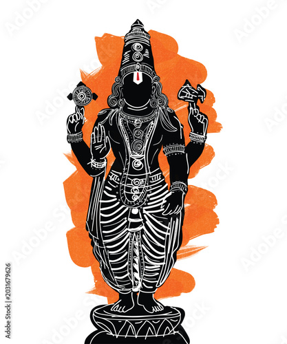 Tirupati Balaji Hindu God Silhouette Style Stock Art