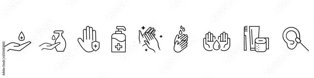 Obraz premium Hygiene vector icon. Wash hands illustration sign. purity symbol. Disinfection logo.