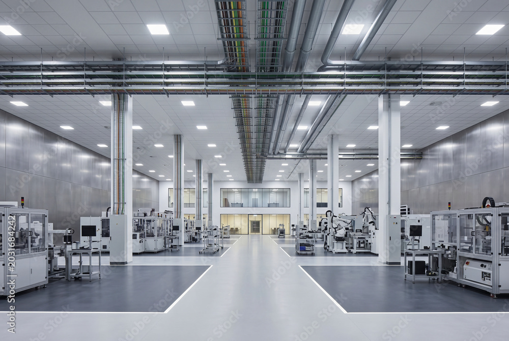 Obraz premium Modern laboratory and technical research facility interior with clean high tech equipment