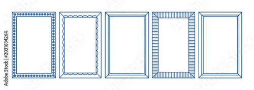 Bild auf Leinwand Blue Rectangular Photo Frame Vector Illustration