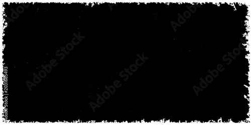 Black grunge border frame with dirty ink splatter texture on a vintage black and white background
