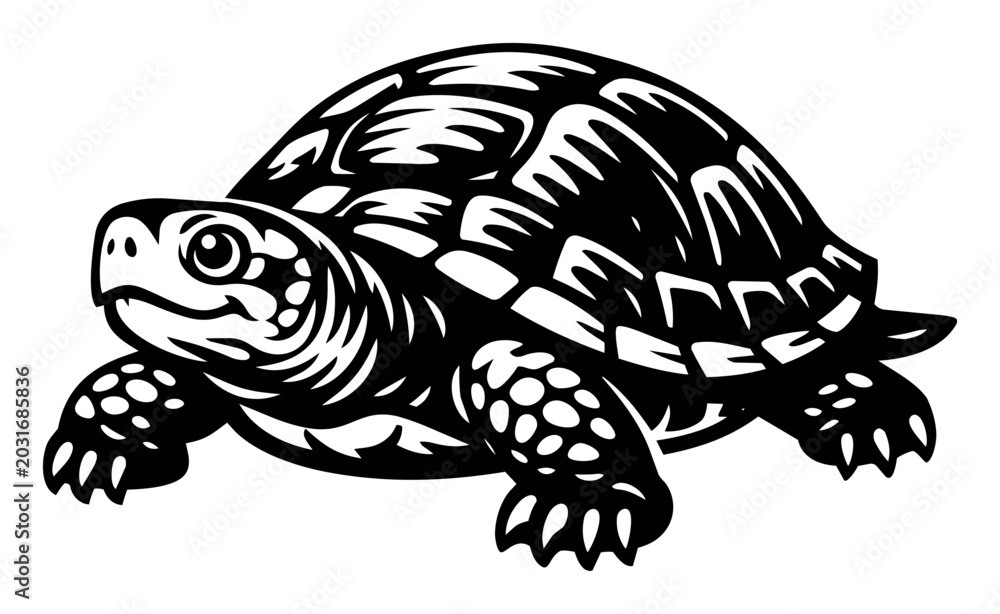 Fototapeta premium Turtle graphic presenting a stylized reptile with a textured shell, perfect for animal conservation themes or a mascot
