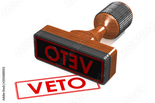 Fotografie Veto word on rubber stamp on 3d rendering