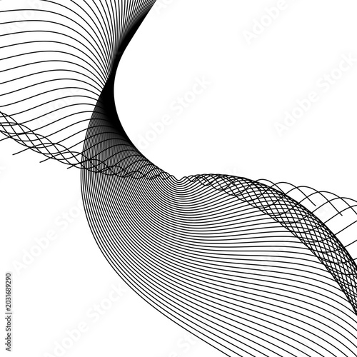 Abstract Black Flowing Mesh Wave Line Background