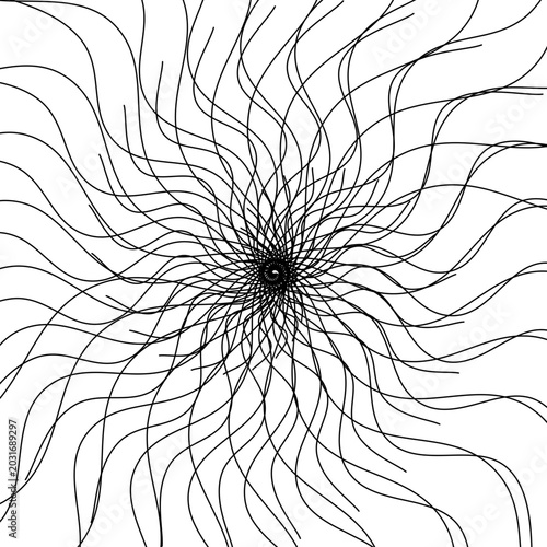 Abstract Black Spiral Swirl Line Art flower Background