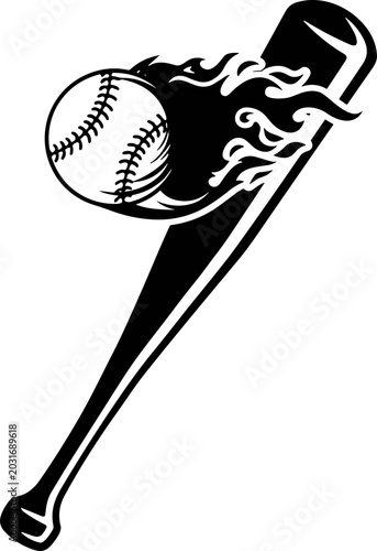 Canvas Print Baseball svg, Flaming baseball svg, Baseball bat vector