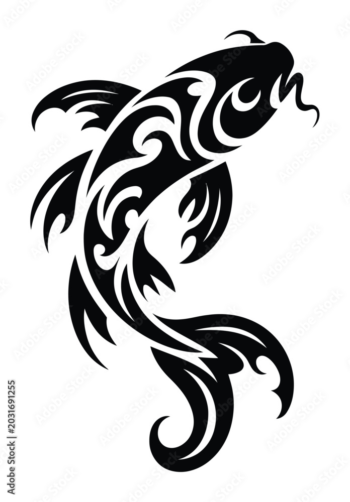Obraz premium Tribal Koi Fish Vector Illustration
