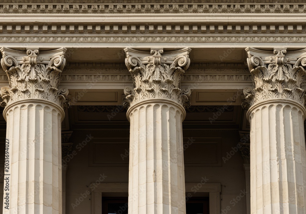 Obraz premium Detailed close-up of ornate classical architecture reflecting the historical revival of culture, knowledge, and symmetrical design principles ,revival ,marble ,capital
