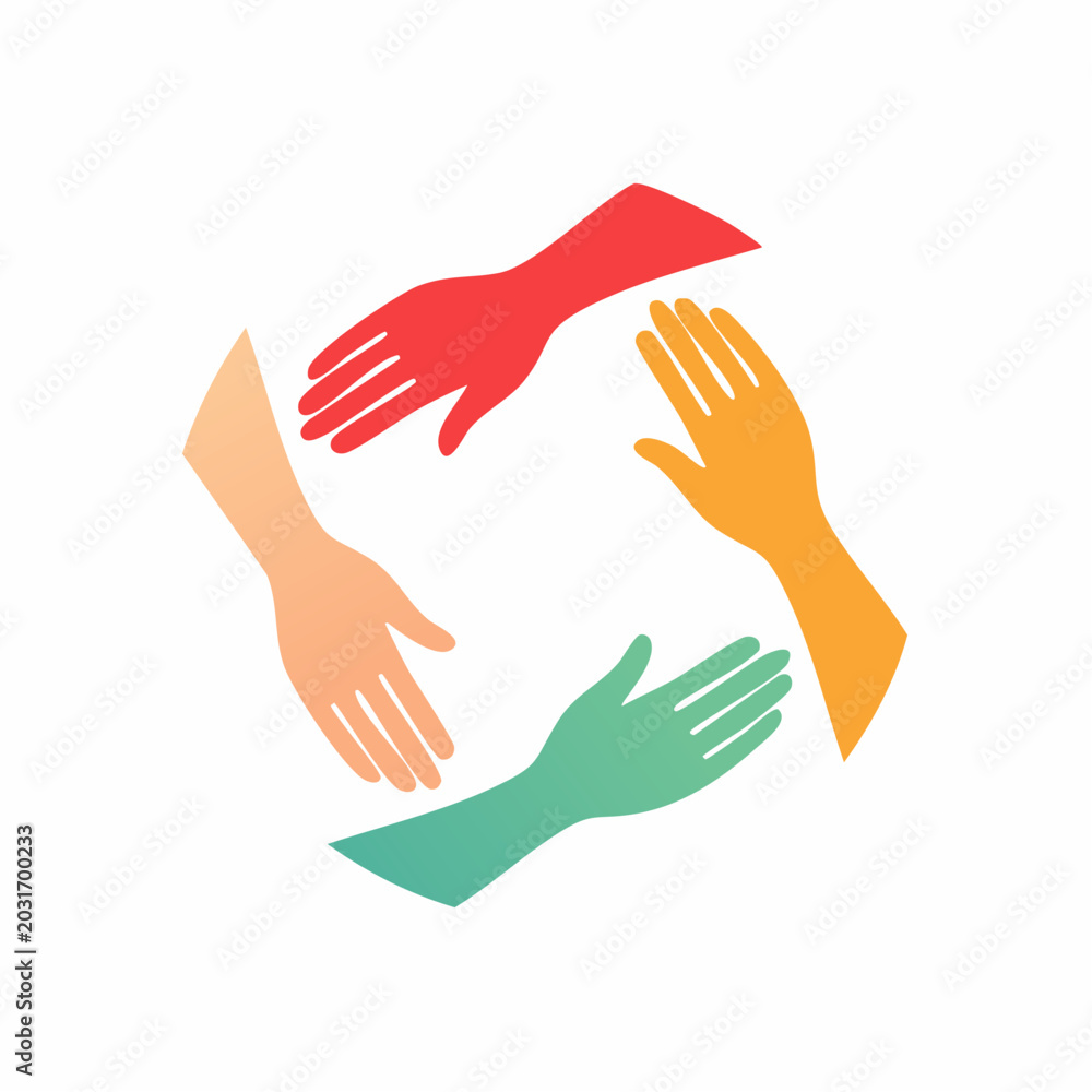 Obraz premium Diverse Hands Reaching Inward in Unity
