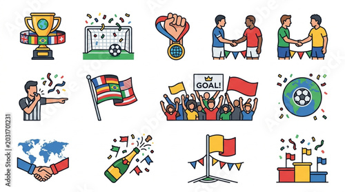 Foto Collection of Soccer and Sports Icons and Symbols.