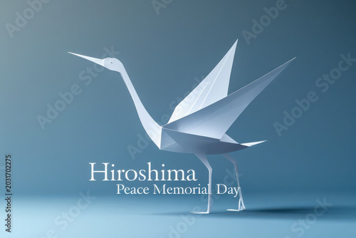 Banner poster card atomic bomb remembrance tragedy day Hiroshima peace, memorial day AI Generative