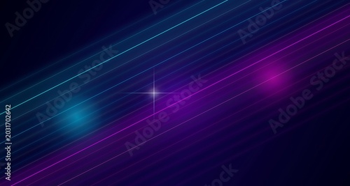 Εκτύπωση καμβά Vibrant neon lines and starburst on dark background with glowing blue and pink h
