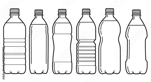 plastic bottles line drawing on white background high quality professional detailed