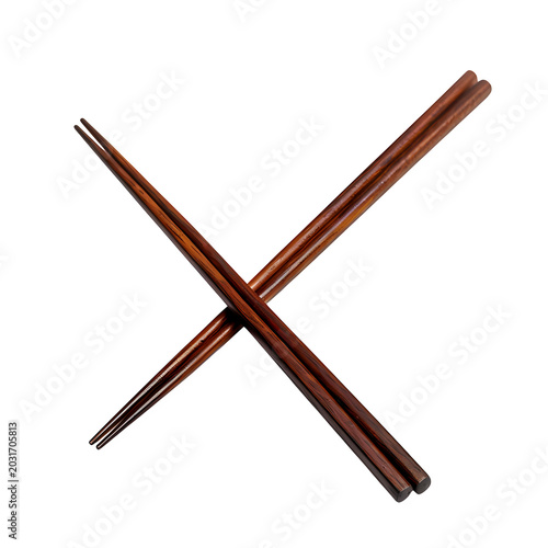 Wooden chopsticks with dark brown finish for Asian cuisine