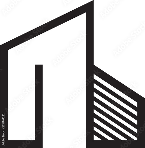 Modern Minimalist Building Outline Logo Design - Abstract Real Estate Concept