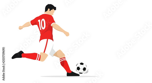 Foto Soccer Player Kicking Ball - Dynamic Action Shot