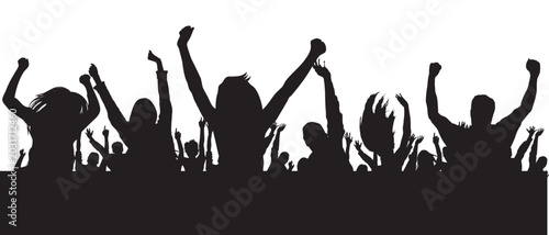 Photos Grass and flower silhouettes concert crowd dancing party vector illustration