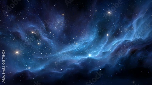 Space nebula galaxy stars blue cosmic cloud starfield background animation