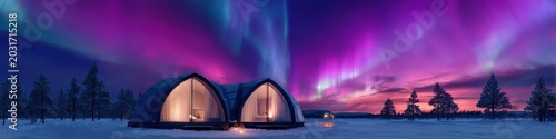 Luxury Glamping Domes Under Northern Lights In Winter
