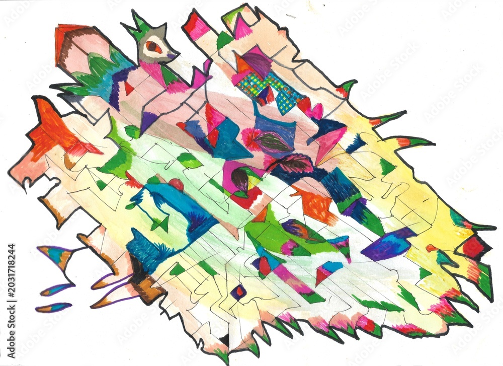 Fototapeta premium abstract background made of colorful splashes hand drawn and colored