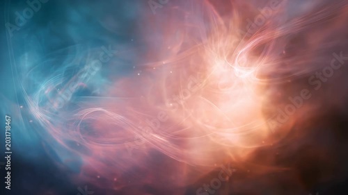 Abstract orange blue nebula smoke burst, glowing cosmic energy background