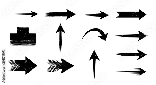 Billede på lærred Distressed grunge arrows vector set