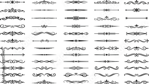 Ornate floral dividers decorative vintage flourishes elegant ornament border collection.