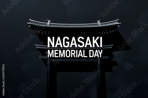 Banner poster card atomic bomb remembrance tragedy day Nagasaki peace, memorial day AI Generative