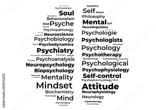 Psychology Mindset Word Cloud Human Head Concept