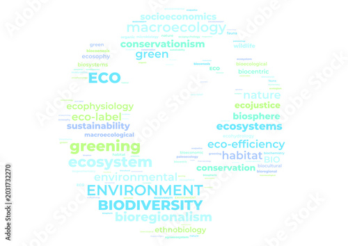 Green Environment Word Cloud World Map Background