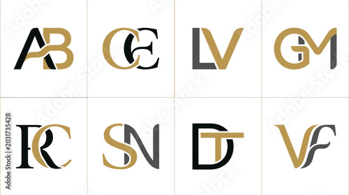 Photos Letters with gold and black designs.