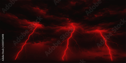 Photos Lightning storm in the night sky with bright electric bolts, dark clouds and glo