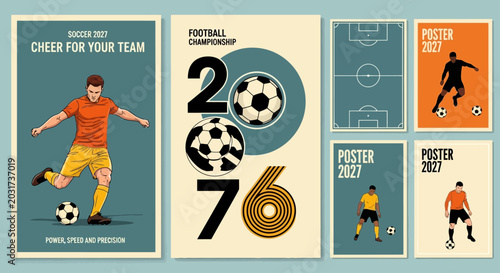 Photography Football competition event posters and illustrations for sporting events and tea