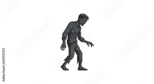 Tableau sur toile Digitally rendered pixel art sprite depicting a shambling, decaying reanimated c